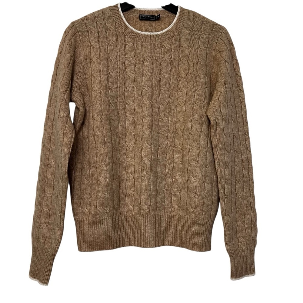 Vineyard Vines Women’s Cashmere Cable Knit Crewneck Sweater Oatmeal Beige Small
